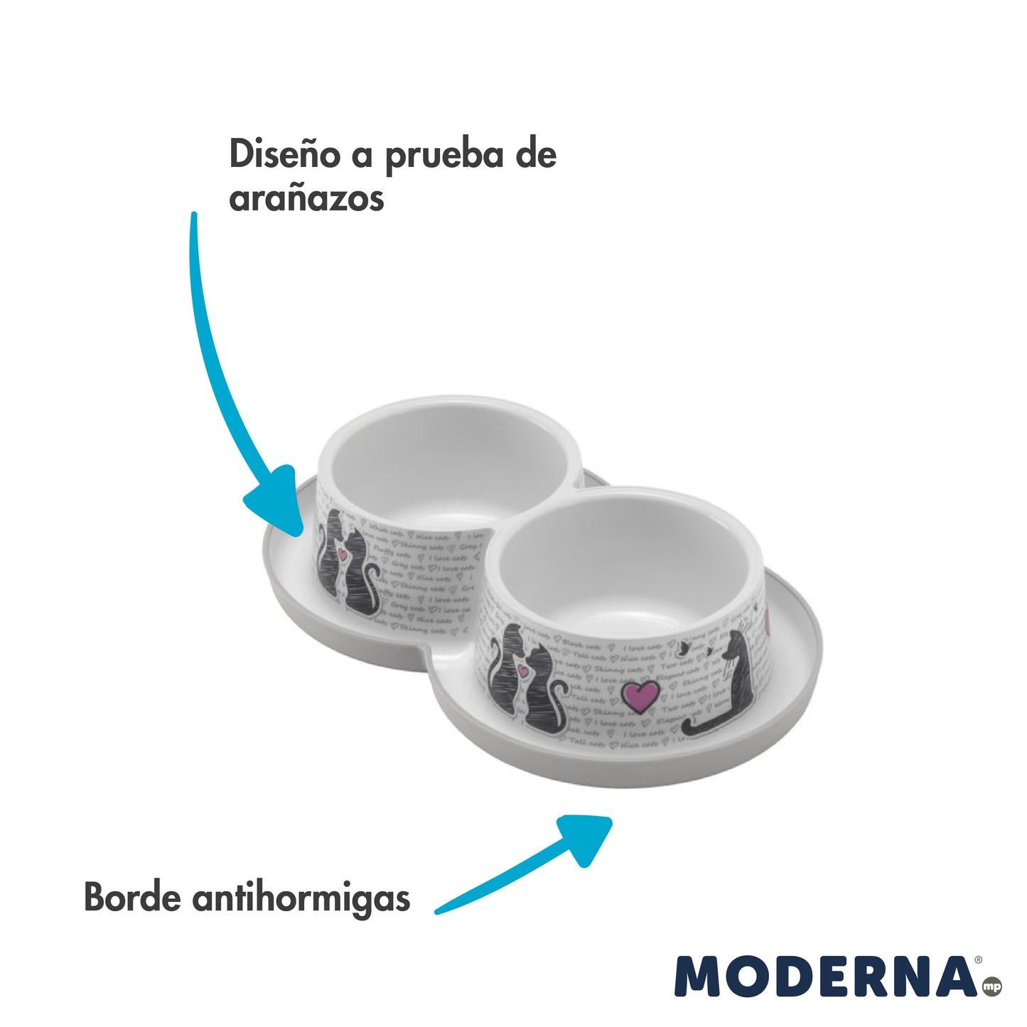 Comedero y Bebedero para Gatos - Cats in Love- 350ml. ¡OFERTA 30%DTO.! DEL 1 AL 20 DE ABRIL