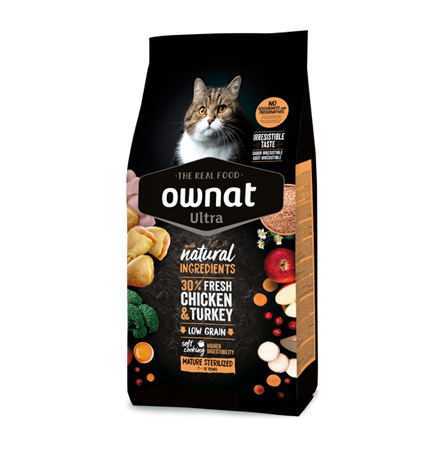 Alimento Pollo y Pavo Gatos Senior Esterilizados - Ultra Mature - Ownat