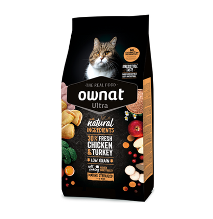 Alimento Pollo y Pavo Gatos Senior Esterilizados - Ultra Mature - Ownat